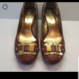 Nine West Wedges With Gold Buckle